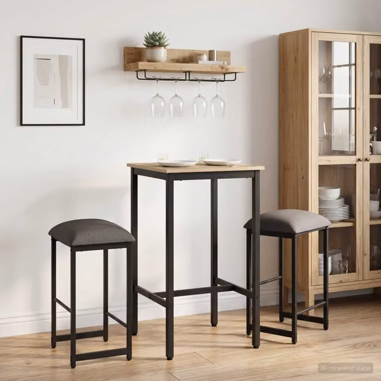 Set di 2 sgabelli da bar vidaXL moderni in tessuto grigio con struttura in metallo L/P/H: 40 x 32 x 64 cm