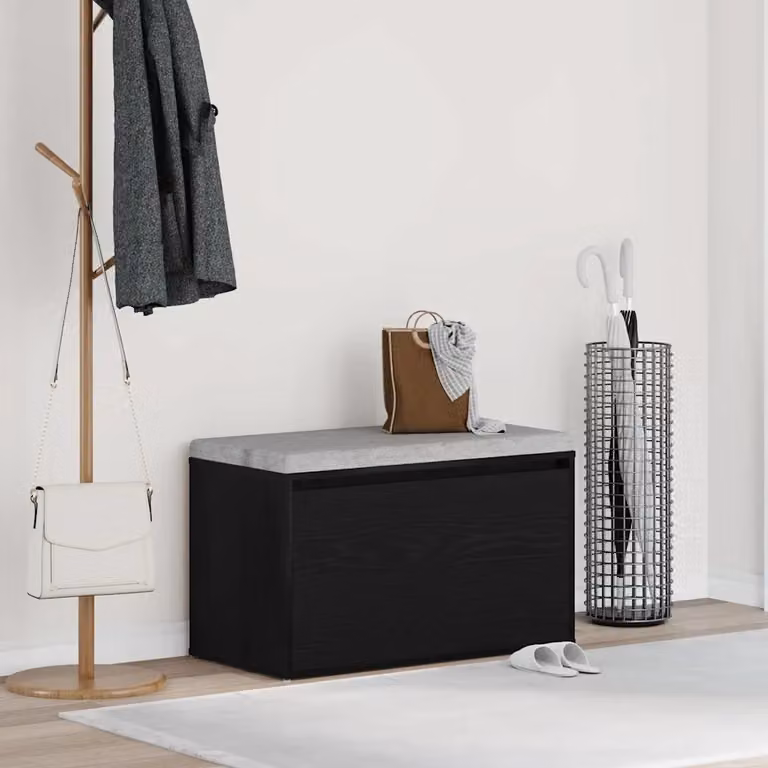 vidaXL Panca per ingresso in Rovere Nero, stile minimalista, L 80 x P 40 x H 45 cm
