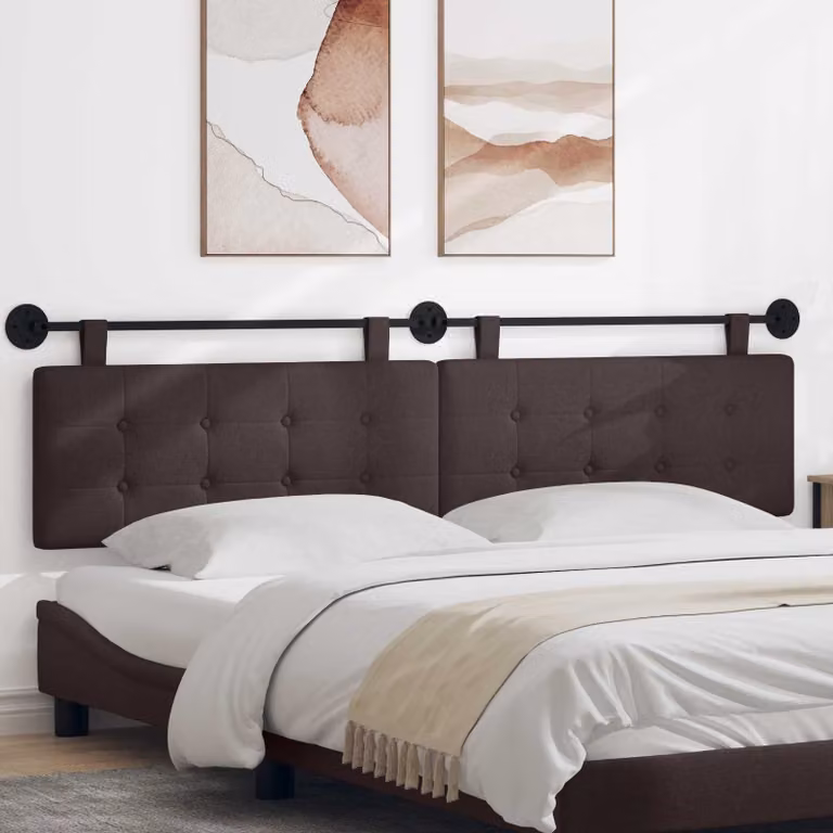 Testiera sospesa moderna vidaXL in tessuto marrone con pannello imbottito e design geometrico