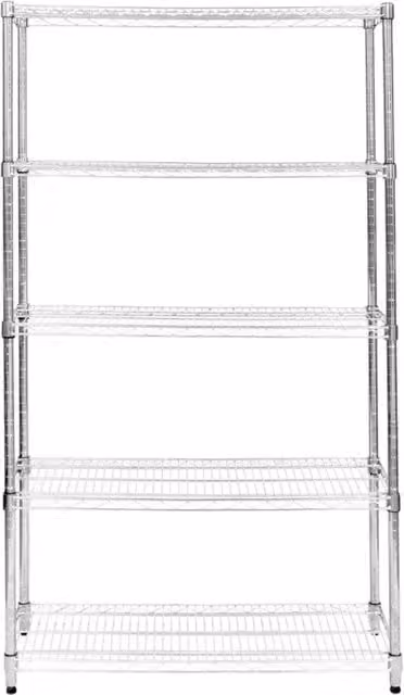 Scaffalatura componibile in metallo MONSTER SHOP con 5 ripiani regolabili, colore argento, H 180 x L 120 x P 45 cm