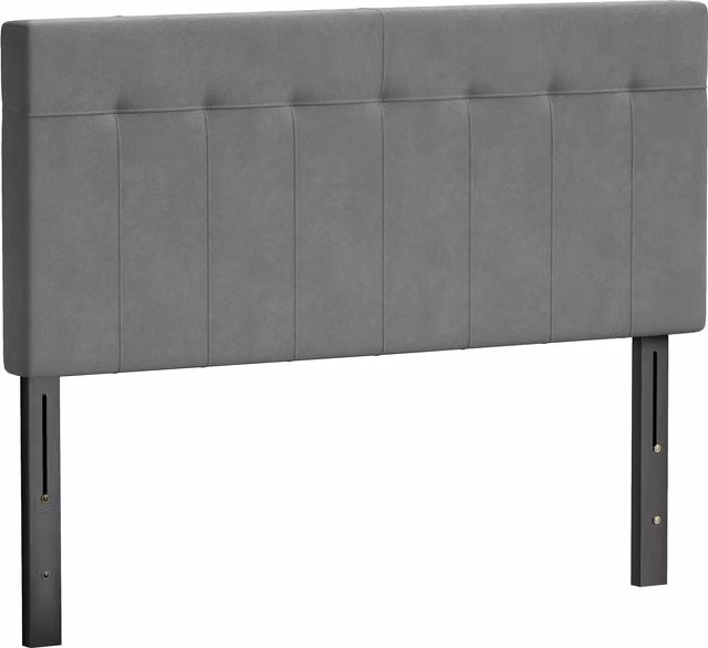 Testiera Regolabile su 3 Livelli HOMCOM in Velluto Grigio con Gambe in Metallo per Camera da Letto L: 140 cm, P: 10 cm, H: 106/116/126 cm