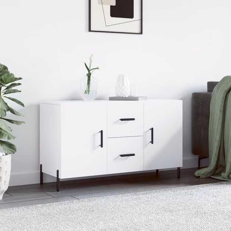 Credenza moderna vidaXL bianca in legno e metallo L 100 x P 36 x H 60 cm