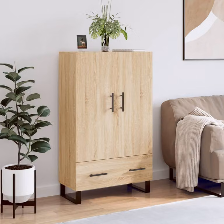 Credenza moderna vidaXL in legno multistrato color rovere sonoma, L/P/H: 69,5 x 31 x 115 cm