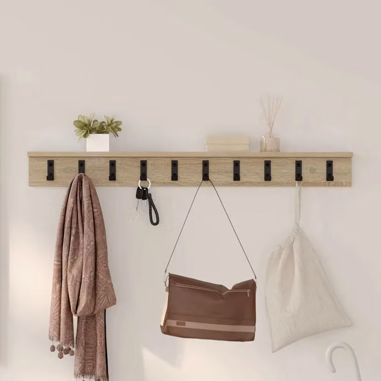 vidaXL Appendiabiti a muro moderno in legno MDF color marrone beige L: 100 cm, P: 10,5 cm, H: 10,5 cm