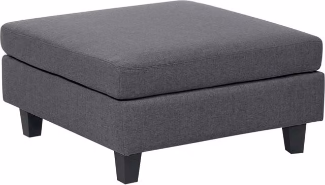 Pouf Poggiapiedi Beliani Quadrato Moderno in Tessuto Grigio con Struttura in Legno L: 76 cm, P: 39 cm, H: 39 cm
