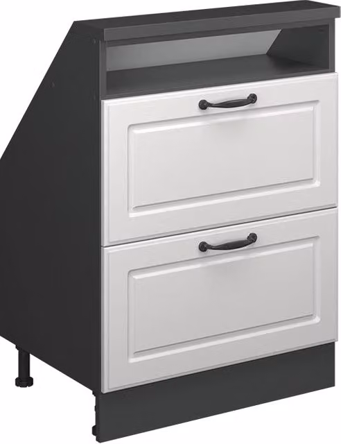 Mobile sottotetto Vicco Rion Bianco rustico e Antracite con cassetti e ripiani, L: 60 cm, P: 46 cm, H: 83,8 cm