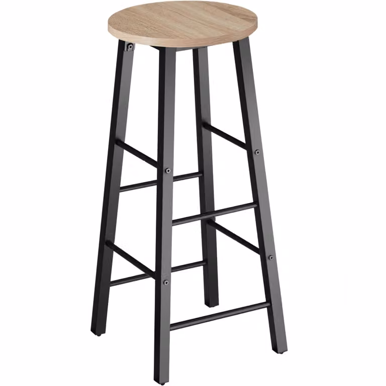 Sgabelli da bar Keynes di tectake in stile industriale, legno rovere e metallo nero, H: 72,5 cm