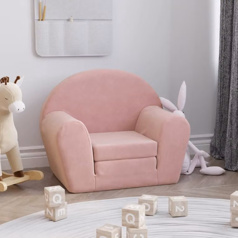 vidaXL Divano Letto per Bambini Rosa in Velluto Morbido con Struttura Imbottita