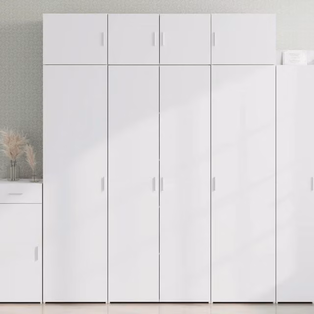 Mobile Portaoggetti a Parete vidaXL Bianco con Ante a Battente in MDF e Legno L 80 cm, P 42,5 cm, H 225 cm