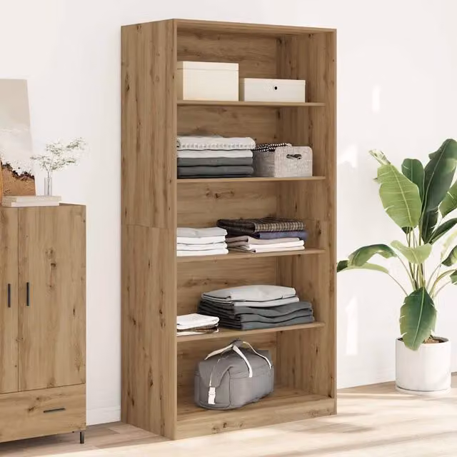 vidaXL Armadio in Legno Rovere Marrone con Ripiani Interni L: 100 cm, P: 50 cm, H: 200 cm