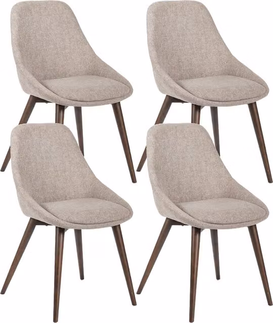 Sedia da pranzo E-Stylo con struttura e gambe in massello di noce e seduta e schienale rivestiti in tessuto grigio chiaro e marrone, L: 58 cm, P: 49 cm, H: 85 cm
