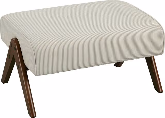 Poggiapiedi Pouf HOMCOM in Velluto Beige con Gambe in Legno per Soggiorno e Camera da Letto L: 69 cm, P: 47 cm, H: 36 cm