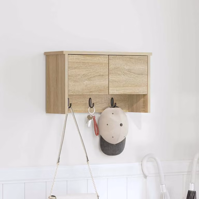 vidaXL Appendiabiti a muro moderno in MDF Rovere Sonoma, L 50 x P 20 x H 30 cm