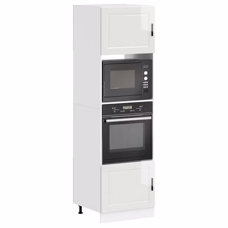 Set di 2 armadi per forno vidaXL bianchi lucidi in legno per cucina