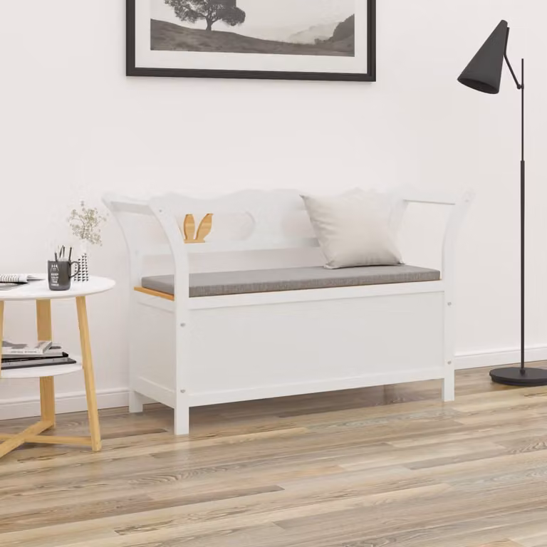 Panca bianca vidaXL in legno di abete con braccioli in stile scandinavo L/P/H: 107 x 45 x 75,5 cm