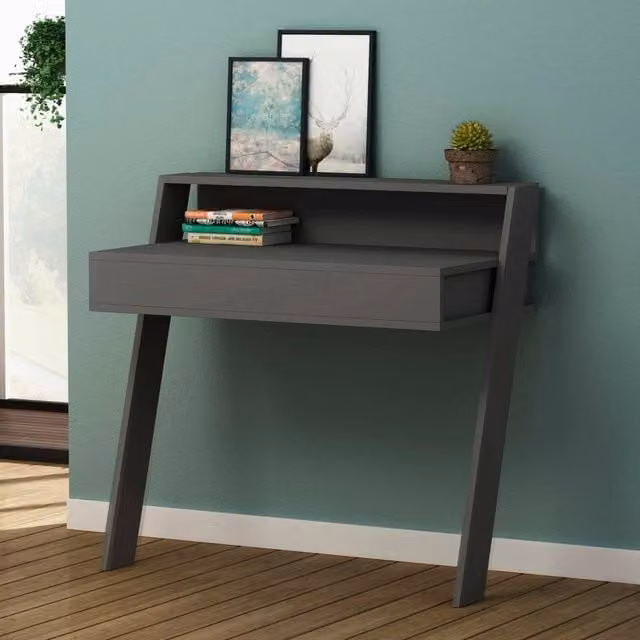 Scrivania da ufficio DMORA Callirrhoe con un cassetto, Nero Antracite, L: 94 cm, P: 50 cm, H: 91 cm
