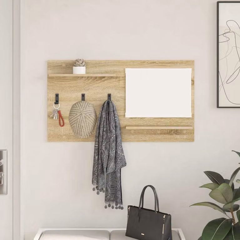 Appendiabiti a muro moderno vidaXL in legno color marrone, L 90 x P 10 x H 50 cm