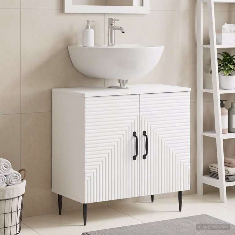 Armadio per lavabo da bagno vidaXL HAARLEM bianco moderno L: 59,5 cm, P: 31,5 cm, H: 59 cm