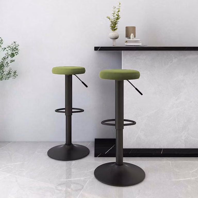 Set di 2 sgabelli da bar vidaXL in velluto verde chiaro con base girevole a 360 gradi
