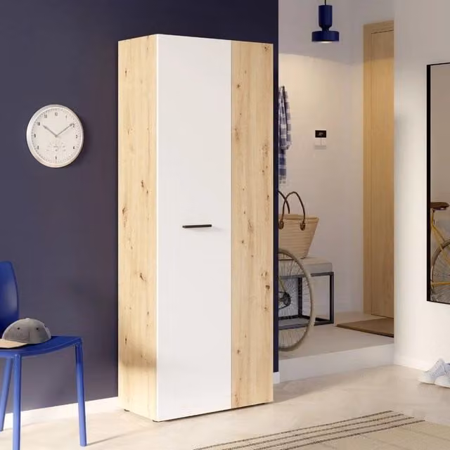 Armadio multiuso Tezeta con 2 ante in rovere e bianco, L: 68.7 cm, P: 36.5 cm, H: 181.1 cm