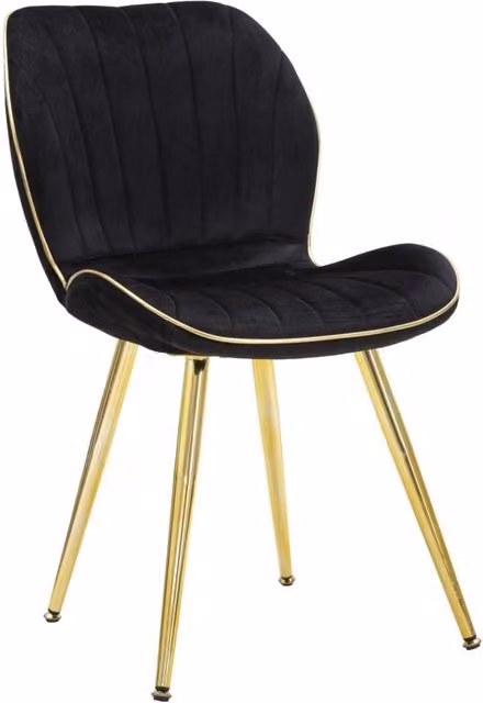 Set di 2 sedie Paris Space Charme1921 in velluto nero e oro per cucina, L/P/H: 46 x 58 x 77 cm