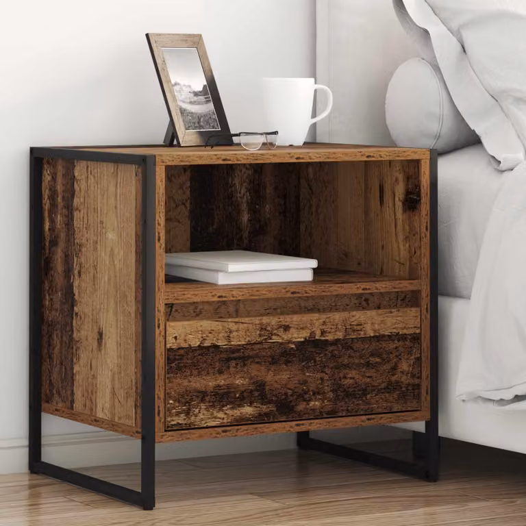 Set di 2 comodini vidaXL in stile industriale color marrone, L 50 cm x P 39,5 cm x H 50 cm