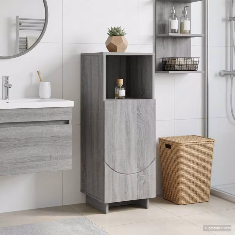 Mobile bagno vidaXL in stile moderno, colore grigio opaco, L/P/H: 36,5 x 38,0 x 95,0 cm