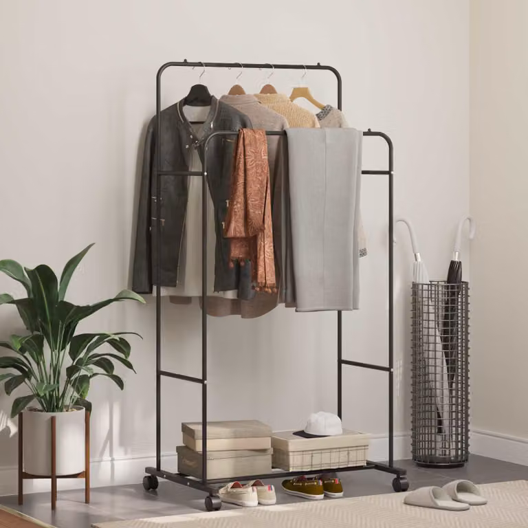 Stendibiancheria vidaXL Nero in Metallo L 80 cm x P 53 cm x H 156 cm