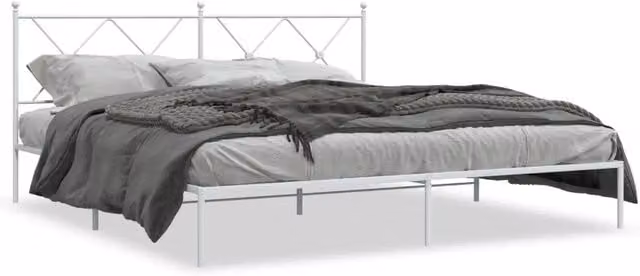 Letto matrimoniale con testiera in metallo bianco design classico L: 187 cm, P: 90,5 cm, H: 213 cm