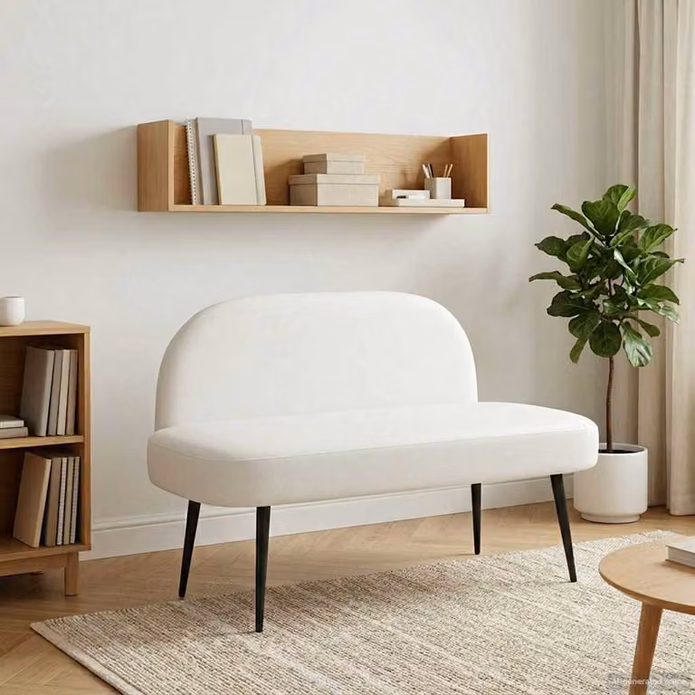 Panchina imbottita con schienale vidaXL in bianco, L: 110 cm, P: 60 cm, H: 76 cm