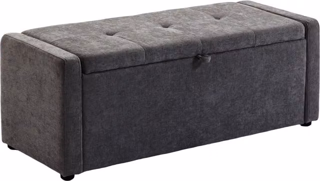Cassapanca Pouf Contenitore HOMCOM in Lino con Seduta Ampia Imbottita, Capacità 142L, Grigio Scuro