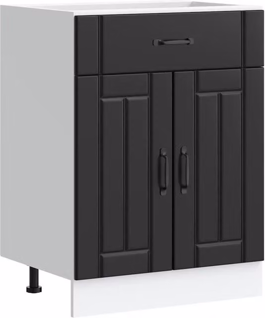 Mobile da cucina moderno HELLOSHOP26 in legno composito nero opaco con ante e cassetti L: 60 cm, P: 46 cm, H: 81,5 cm