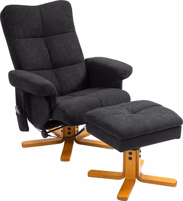 Poltrona Relaxing Recliner HOMCOM con Poggiapiedi, Nero, L: 80 cm, P: 86 cm, H: 99 cm