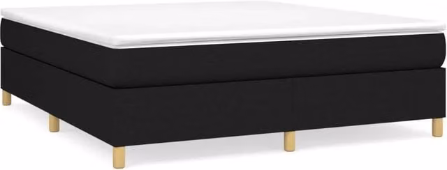 Letto matrimoniale moderno con struttura a rete a molle e rivestimento in tessuto nero L 180 x P 200 cm