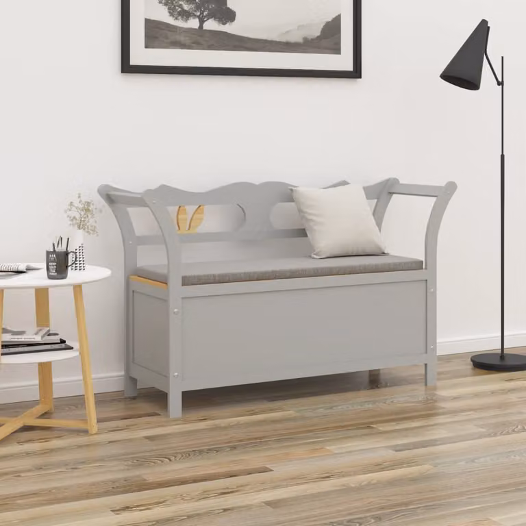 vidaXL Panca Grigia in Legno di Abete con Braccioli L: 107 cm, P: 45 cm, H: 75,5 cm