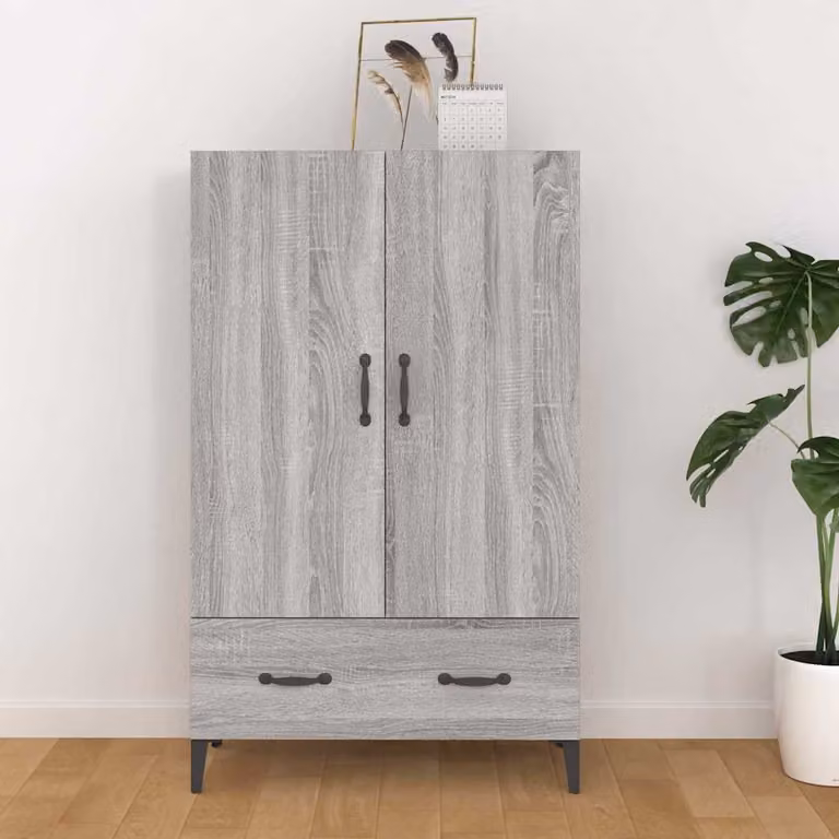 Credenza moderna vidaXL in legno multistrato color Grigio Sonoma, L: 70 cm, P: 31 cm, H: 115 cm