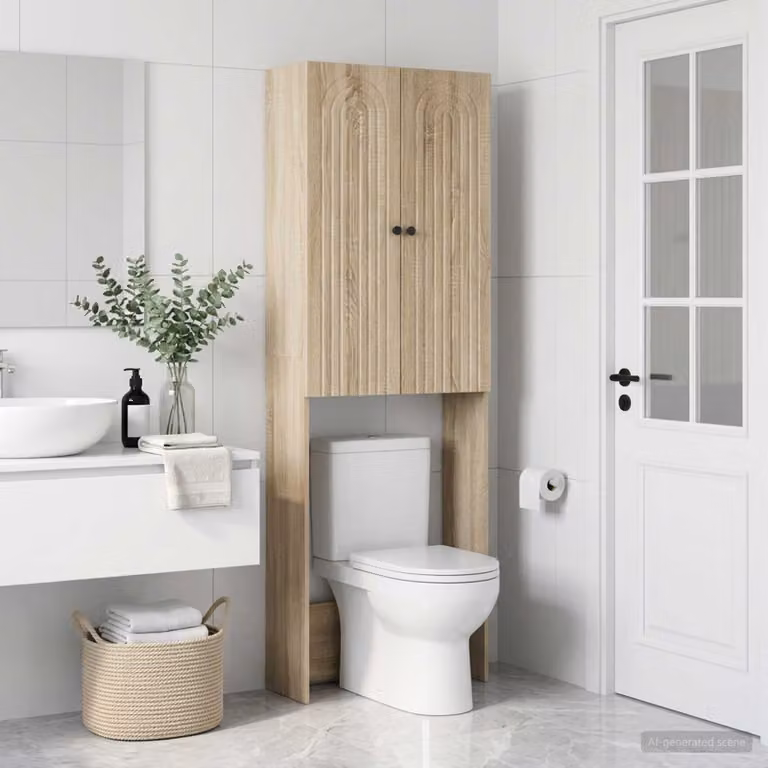 Mobiletto da bagno moderno vidaXL ALKMAAR in Rovere Sonoma, colore marrone, L: 66 cm, P: 25,5 cm, H: 190 cm