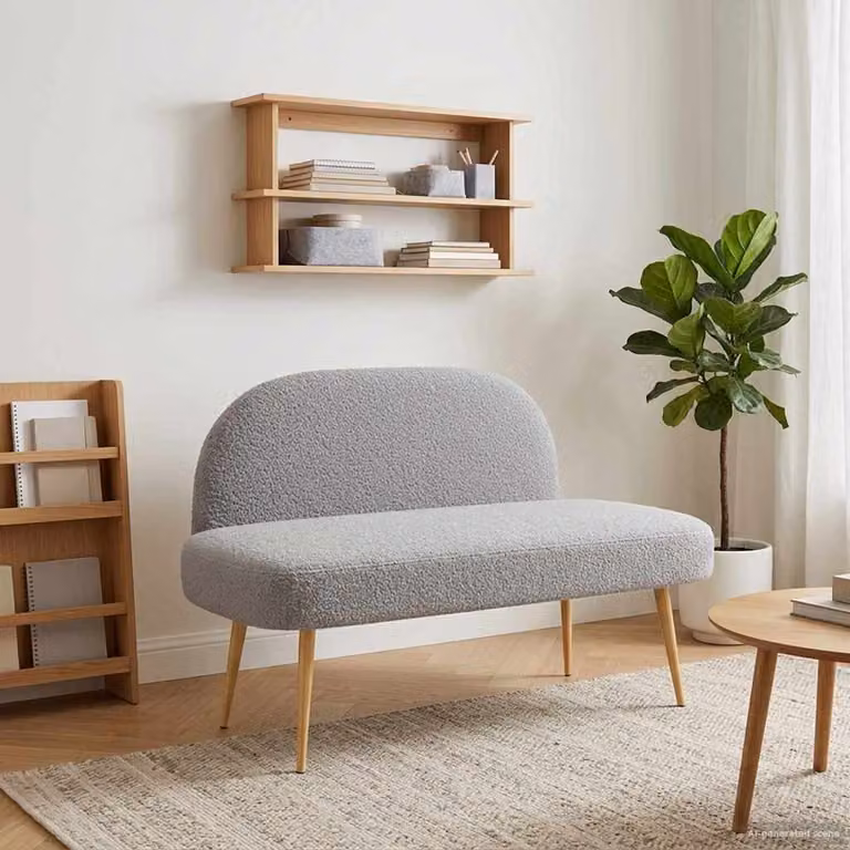 Panchina imbottita con schienale vidaXL in tessuto bouclé grigio L: 110 cm, P: 60 cm, H: 76 cm