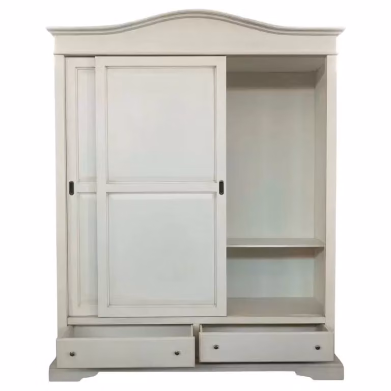 Armadio con 2 ante scorrevoli in stile shabby chic bianco anticato Mobili 2G L/P/H: 180 x 67 x 225 cm