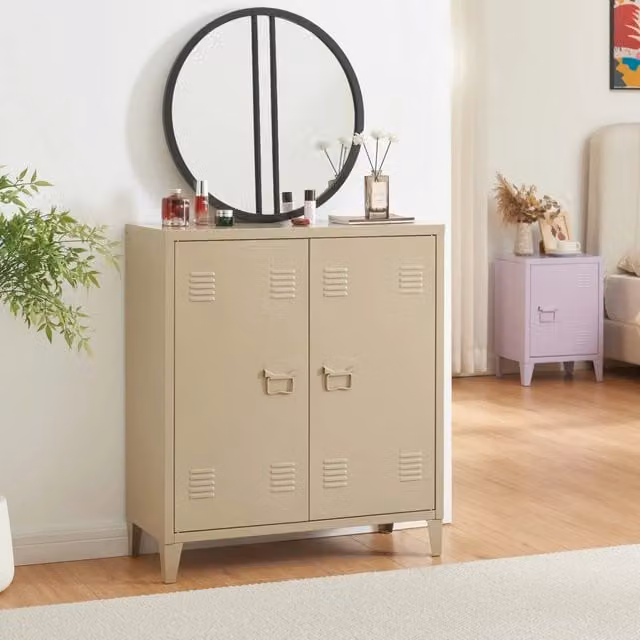 Armadietto da ufficio Oripää en.casa in acciaio color cammello opaco L: 90 cm, H: 80 cm, P: 33 cm