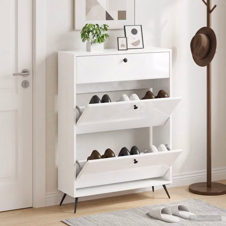 Mobile porta scarpe vidaXL BREDA moderno in MDF e metallo, L/P/H: 78 x 24 x 103 cm