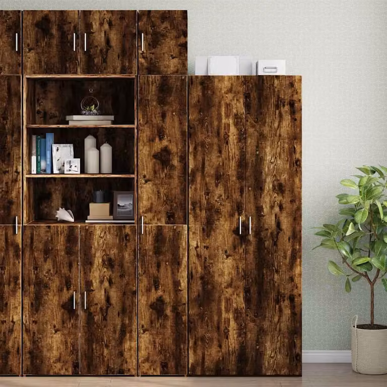 Mobile a parete vidaXL in Rovere Fumo con ante a battente, L/P/H: 30 x 42,5 x 225 cm