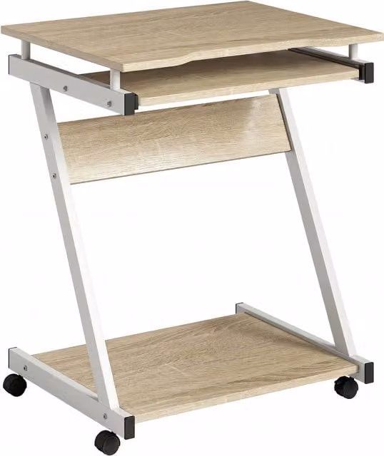 Scrivania per Computer Modern HOMCOM con Tastiera Scorrevole e 4 Ruote, Colore Marrone