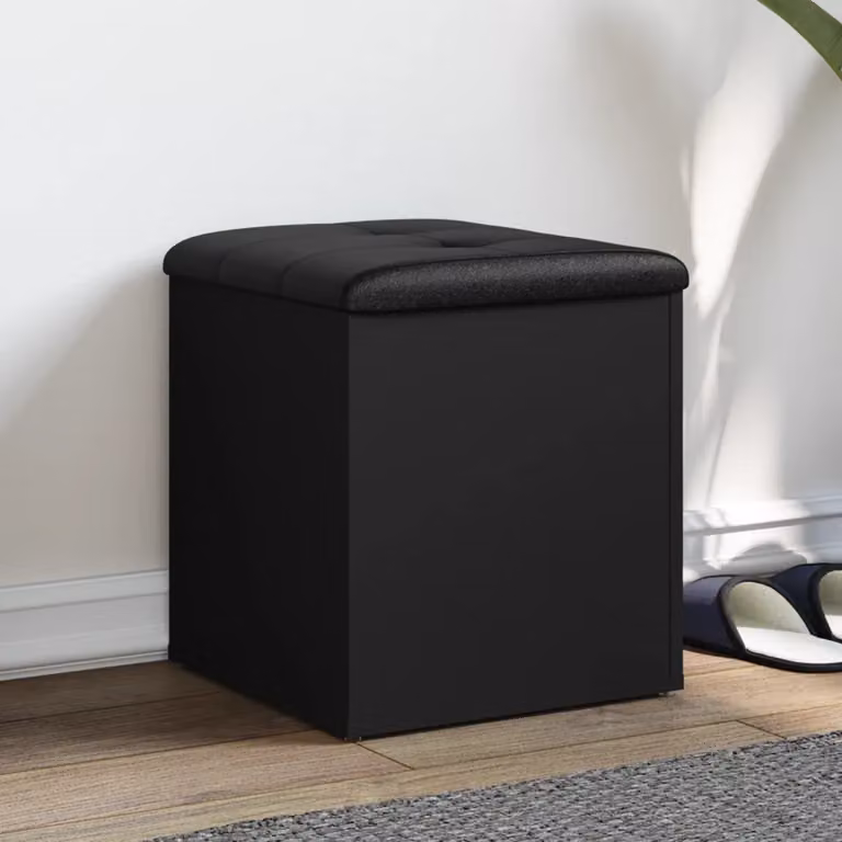 Panca portaoggetti vidaXL moderna in legno e similpelle nera L/P/H: 42 x 42 x 45 cm