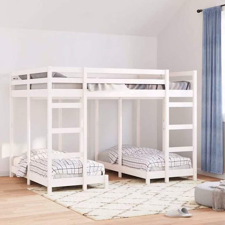 vidaXL Letto a castello per bambini in legno di pino Bianco L 200 x P 140 x H 175 cm