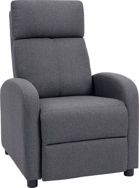 Poltrona Relax HOMCOM Imbottita e Reclinabile a 135° con Poggiapiedi in Tessuto, L: 69 cm, P: 87 cm, H: 100.5 cm, Grigio