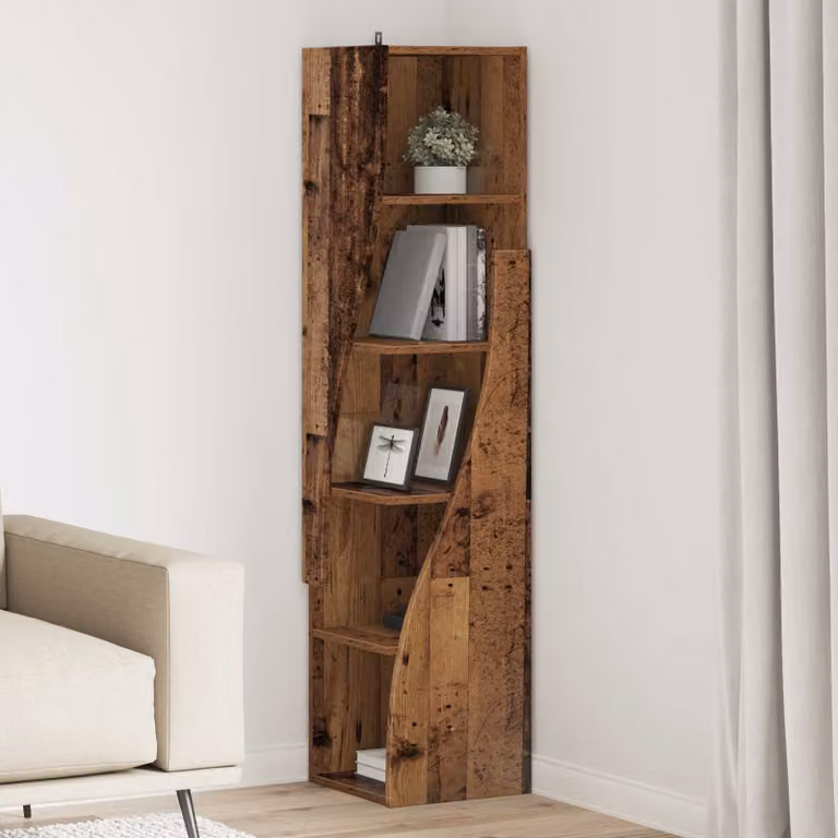 Mobile angolare vidaXL in legno ingegnerizzato effetto legno vecchio marrone L/P/H: 32 x 32 x 140 cm
