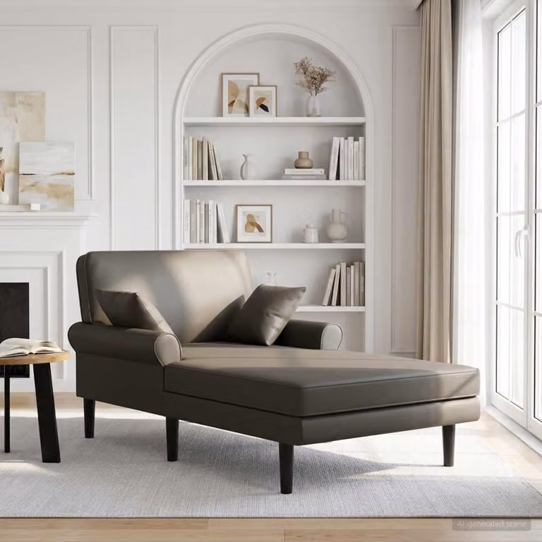 vidaXL Chaise longue moderna in similpelle grigia con cuscini, L: 174 cm, P: 106 cm, H: 86 cm