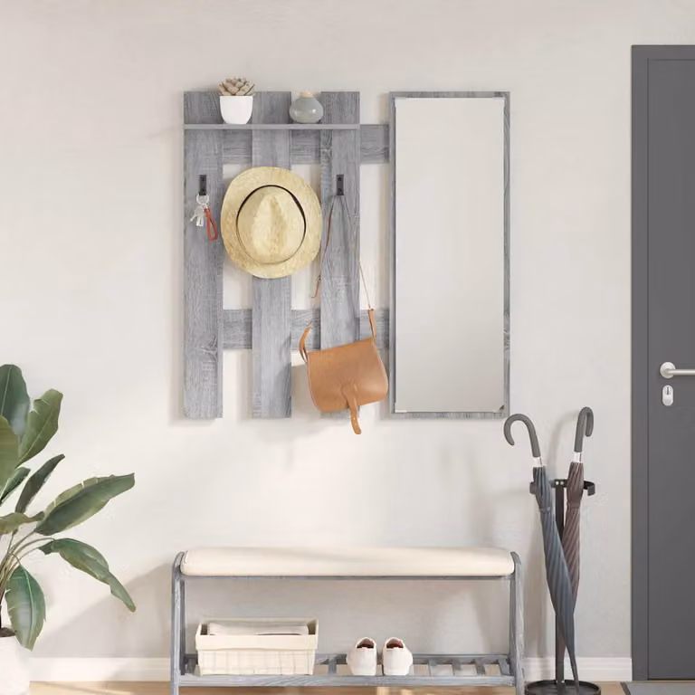 vidaXL Appendiabiti a muro moderno in MDF Grigio L: 100 cm, P: 10 cm, H: 100 cm