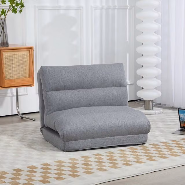 Sedia da pavimento pieghevole WISHDOR regolabile in 6 posizioni in tessuto grigio L: 70 cm, P: 41 cm, H: 56 cm